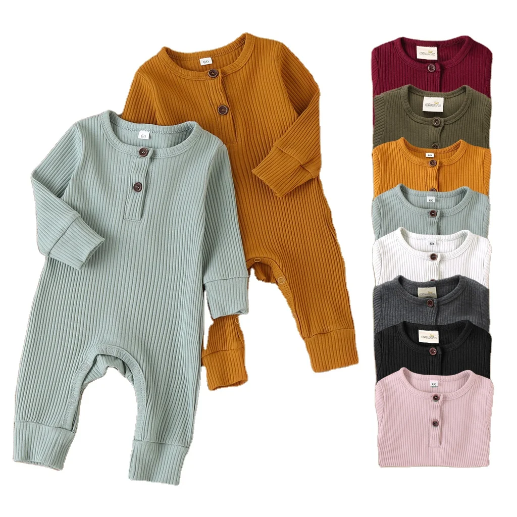 

New baby clothes ribbed romper baby onesie spring and autumn long sleeve wholesale price, As picture shows