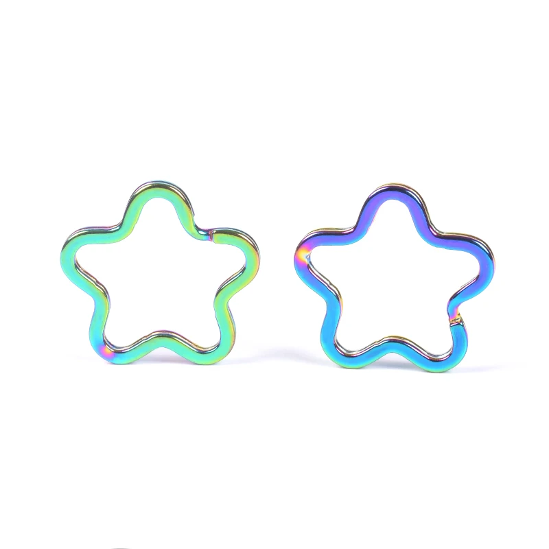 

Dropshipping metal flower shape keyring rainbow key ring (a bag of 10pcs)