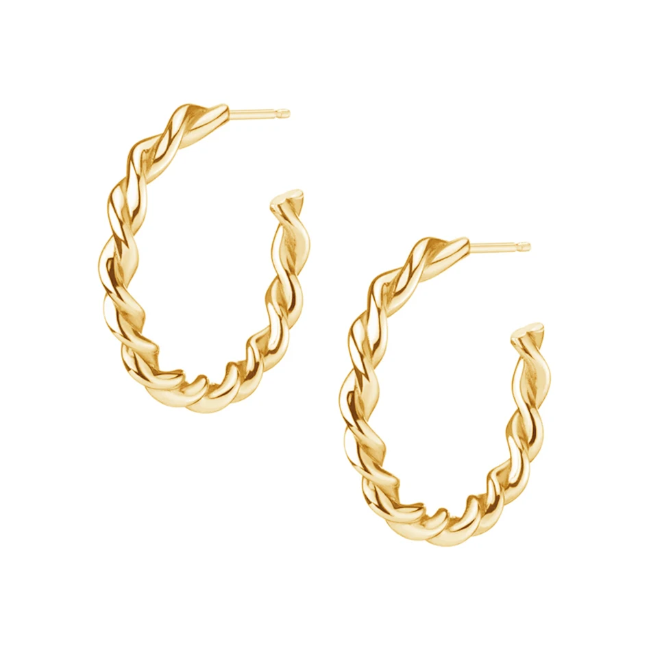 

Fashion Jewlelry 18k Gold Plated Earrings Brass Twist Gold Hoop Earrings For Women