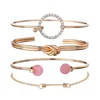 Women's Punk Style Gold Plated Hollow Lock Bangle Vintage Rhinestone Geometric Pattern Wide Bracelet Bangle
