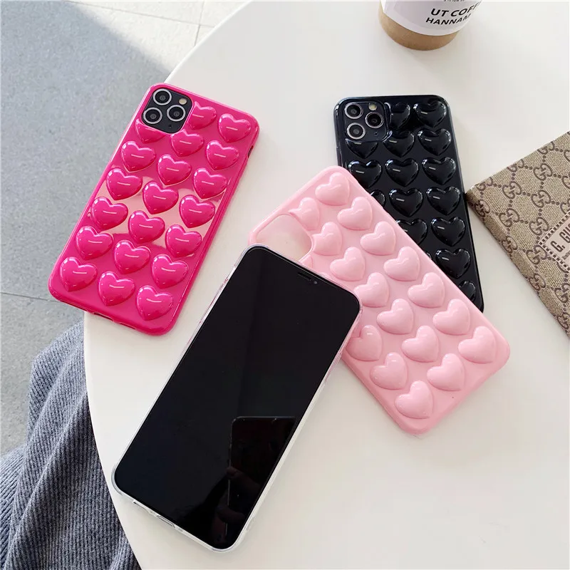 

3D love candy color phone case for iPhone 12 11 Pro Max 12 Mini XS Max XR XS 7 8 6S Plus TPU back cover