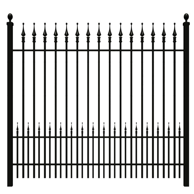 

Modern garden metal aluminum slatted fence panels waterproof Metal Fence Black Wrought Iron Steel Fence Panel with low price