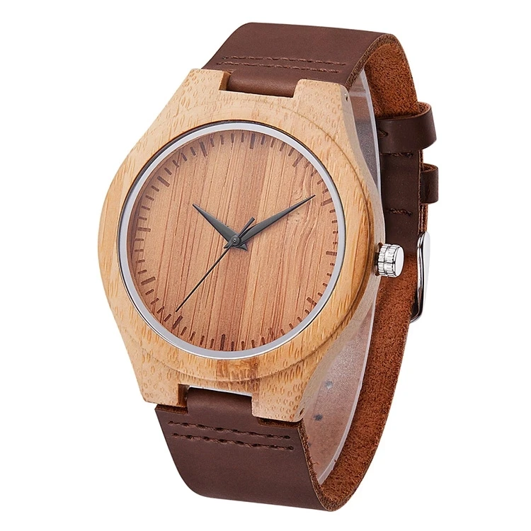 

Casual Quartz Watches Natural Bamboo Watch Men Women Quartz Imitate Wooden Watch Soft Leather Band Wristwatwatch Male, 1colors