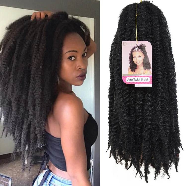 

Afro Kinky Marley Braids Twist Synthetic Braiding Hair Crochet Extension 18inch 60strands/pack for chrochet, Natural color