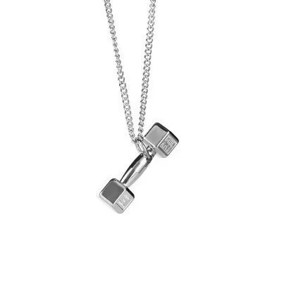 

2020 Hot Sale Charm Pendant Gym Fitness Accessory Barbell Necklace for men couple jewelry silver and gold pendant necklace