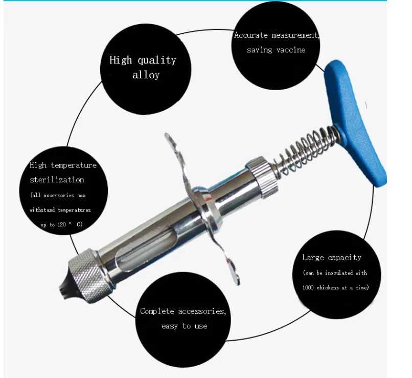 2ml Automatic Veterinary Vaccines Chicken Vaccine Injector Stainless