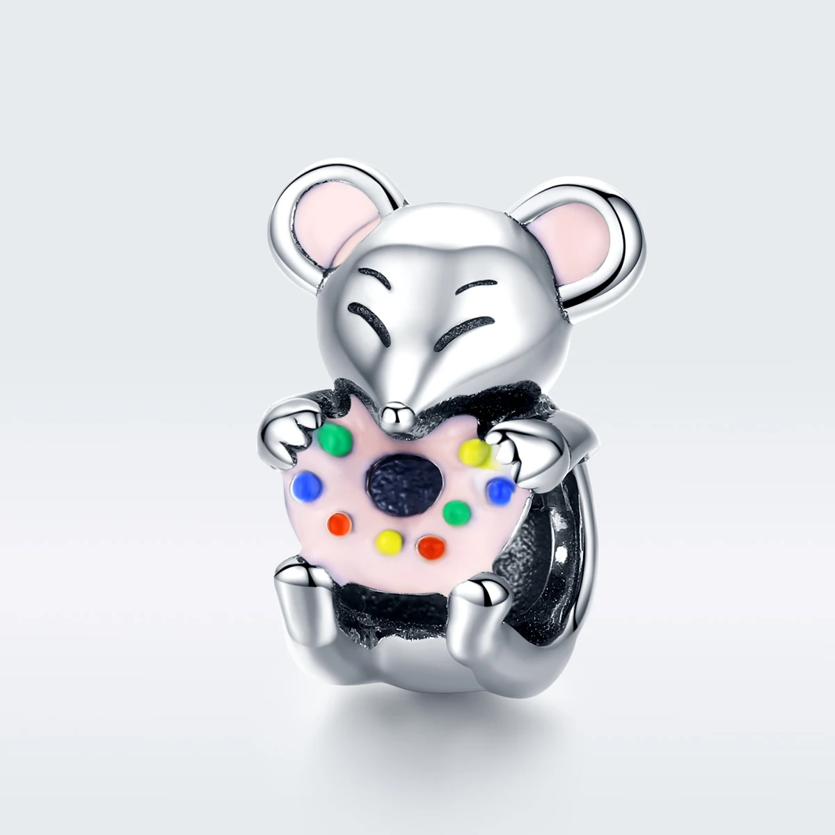 

Greedy Mouse Animal Metal Charm 925 Silver Original Donuts Charms fit Women Bracelet Bangle Girl Gifts