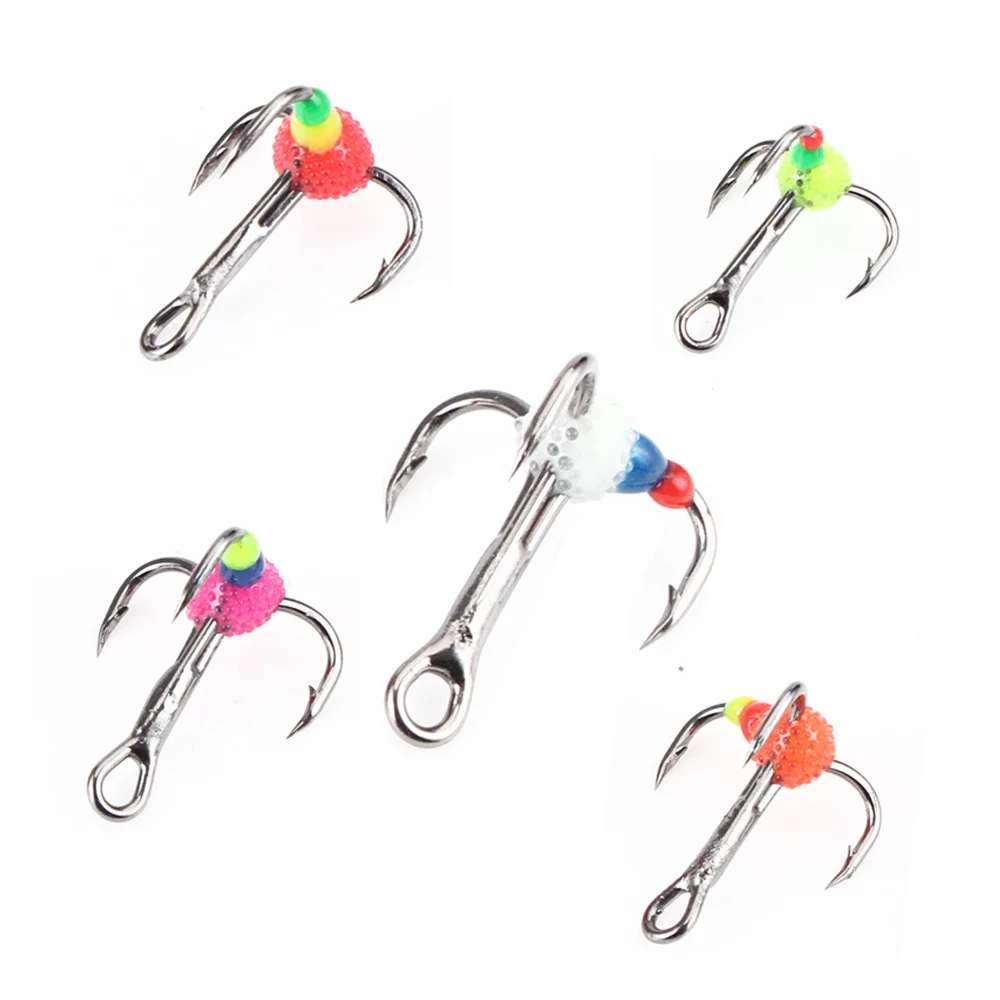 

5 pieces in a box High-carbon luminous three hooks Bionic bait hook, Silver