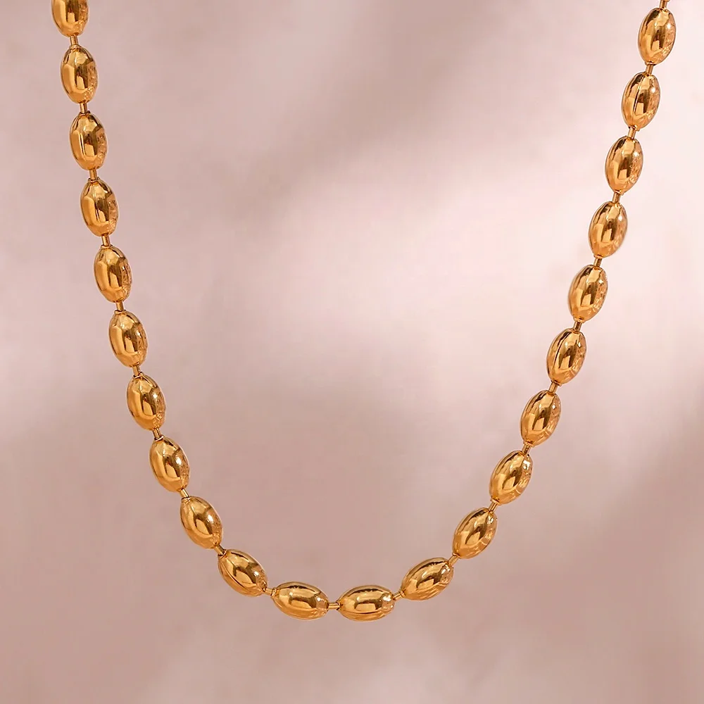 

Fashion Jewelry Beads Necklace 18K Gold Plated Stainless Steel Chain Necklace Choker Necklace Women