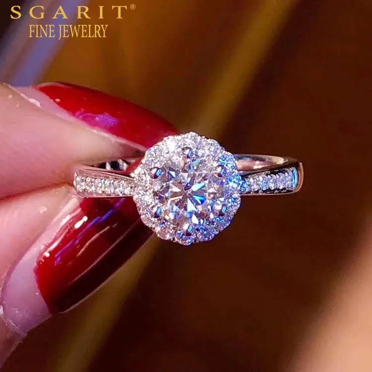 

SGARIT wholesale new style solitaire ring 18k gold 0.5ct GIA natural white diamond ring women wedding jewelry