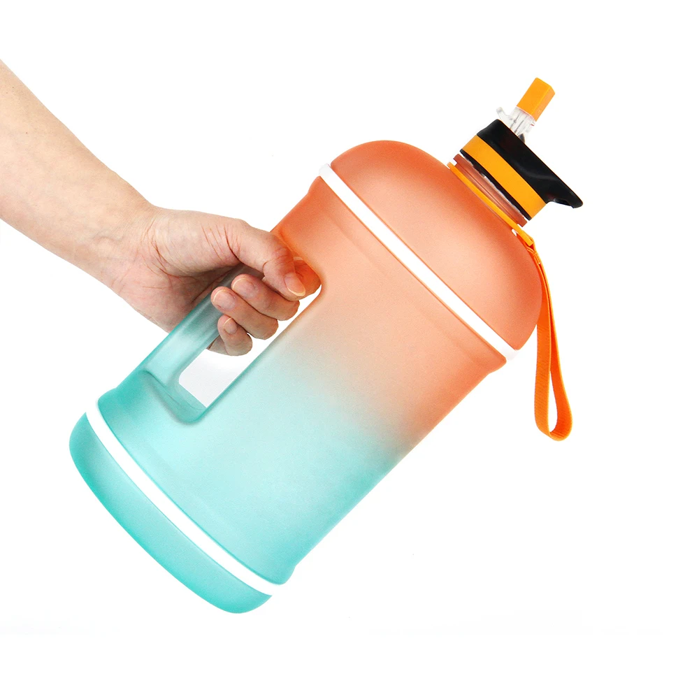 

Hot selling PETG gym sports 1 gallon motivational water drinking bottle with straw lid, Can be customized