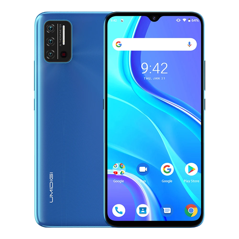 

UMIDIGI A7S 6.53" 20:9 Large Full Screen 32GB 4150mAh Triple Camera Mobile Phone 4G Infrared Temperature Sensor Smartphone 4G, Granite grey / sky blue / peacock green