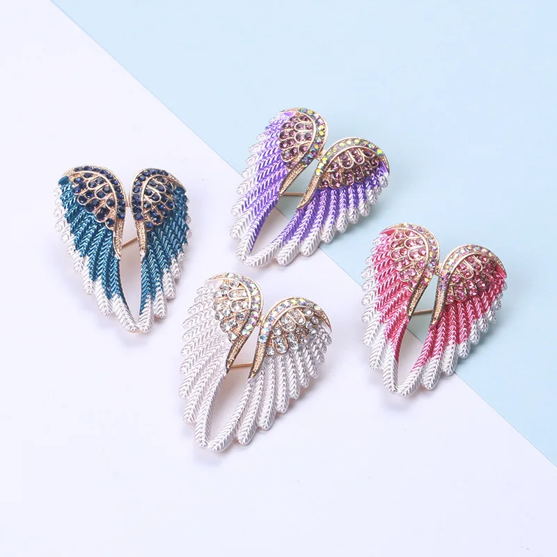 

Wholesale price diamonds angel wings brooches multicolor fashion scarf accessories pins, Gold /sliver