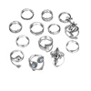 New Jewelry Rings 13 sets of retro national storm flowers leaves crystal V-shaped alloy rings