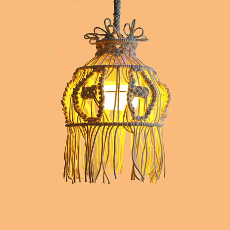 

Macrame Pendant Lamp Shade Tassel Lantern Home Decor, White