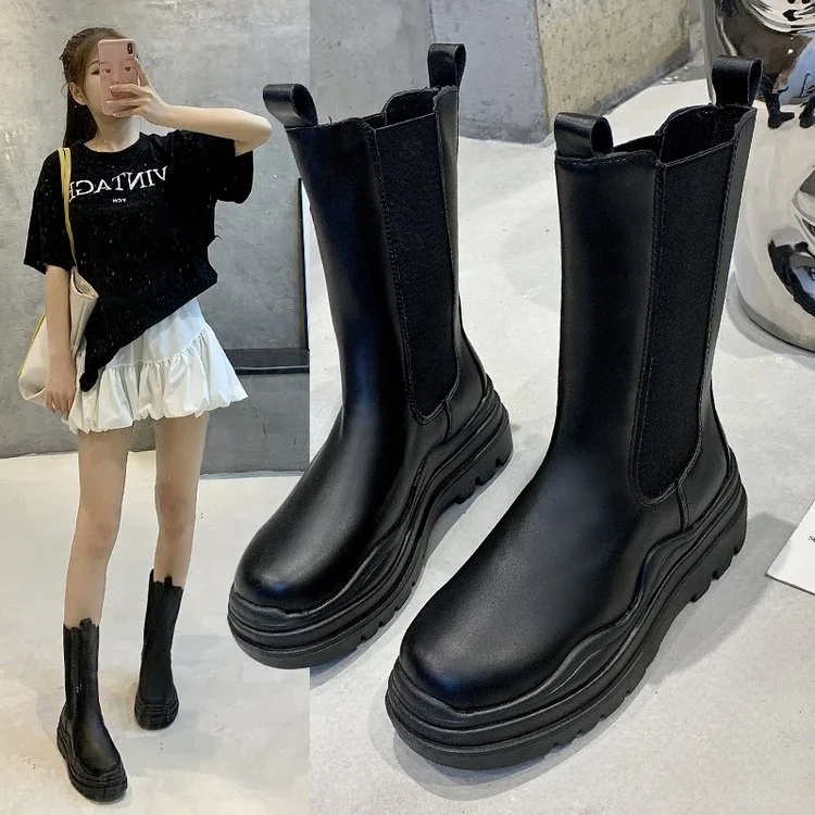 

Fashion New Luxury Thick Sole Women Boots Ankle Platform Boots Chunky Ladies Winter Shoes Female Chelsea Boots, Black pink green