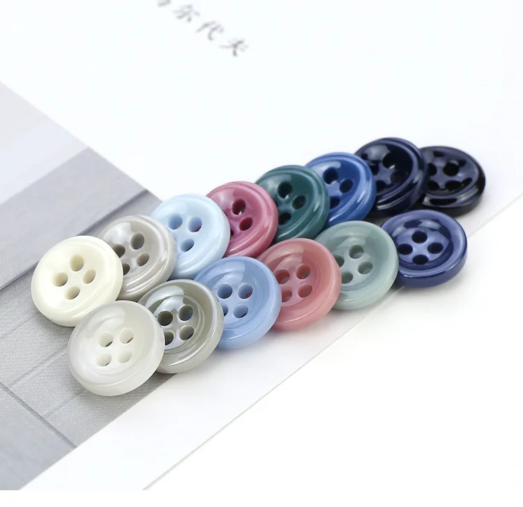 

Customized Recycled Plastic Resin 4 Hole Button, Black Color 11.5 ,15mm shirt Buttons For Clothes, As pictures