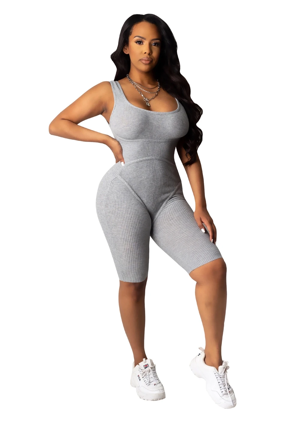Women's Solid Colour knitted romper Yoga running Gym Workout Overall fitness jumpsuit biker Stacked clothes woman Romper