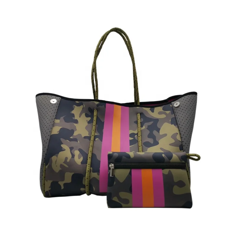 

new design camouflage tote bag handbag neoprene bag 2021, Customized color