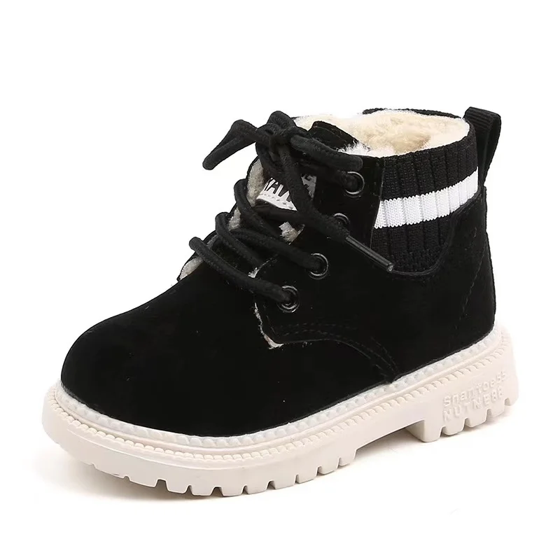 

Hot Selling lace up warm lining kids winter children's girls black Martin boots for boys, Black grey brown
