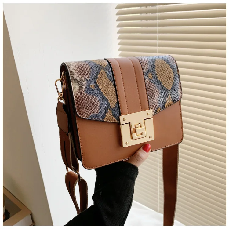 

New Design Handbags Snake Skin PU Leather Purses Broad Shoulder Handbags For Women Purses And Handbags ladies Hand Bags 2021, 4 colors