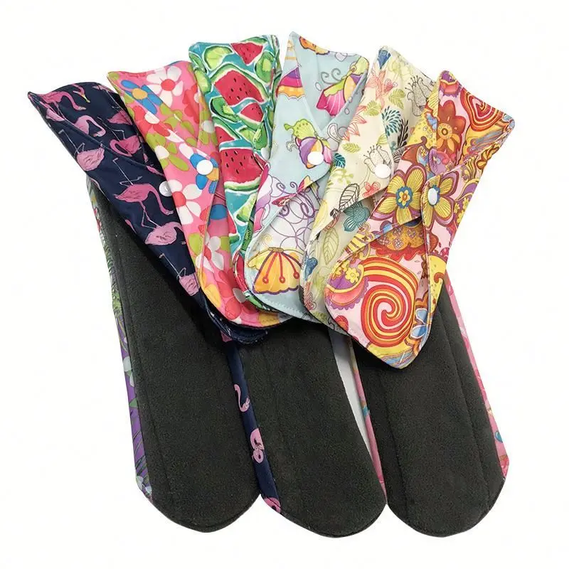 

Reusable Washable bamboo charcoal printing and plain colors Womens Sanitary Napkin Pads, Printing colorful or plain color