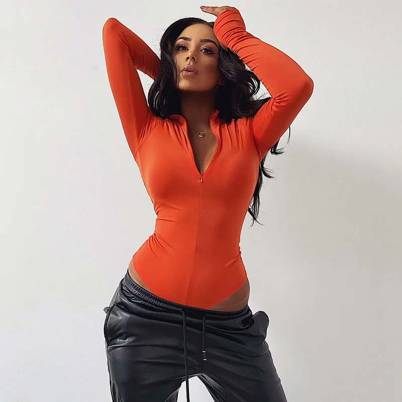 

FS1764D Hot sale winter women long sleeve solid colors bodysuits