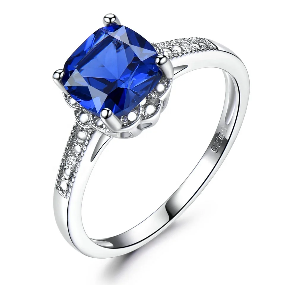 

Latest designs women rings noble elegant temperament blue sapphire ring wedding rings 925