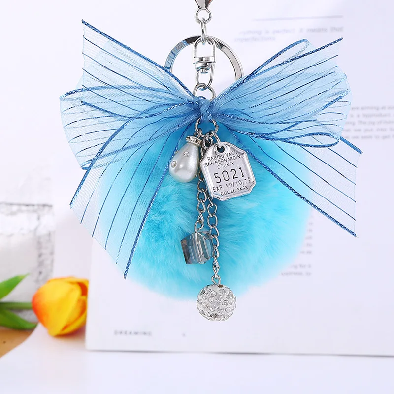 

New innovative product butterfly keychain super quality diamond bracelet hairball keychain