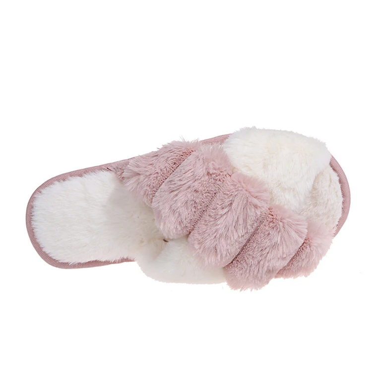 

Tik Tok Hot Sale Indoor And Outdoor Home Cotton Fur Slippers Color Matching Plush Slipper