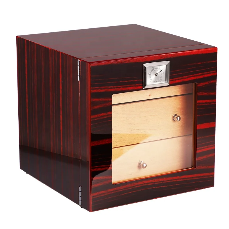 

Custom Logo Piano Lacquer Wooden Humidor 3 drawers 50 cigar humidor cabinet, Can be customized