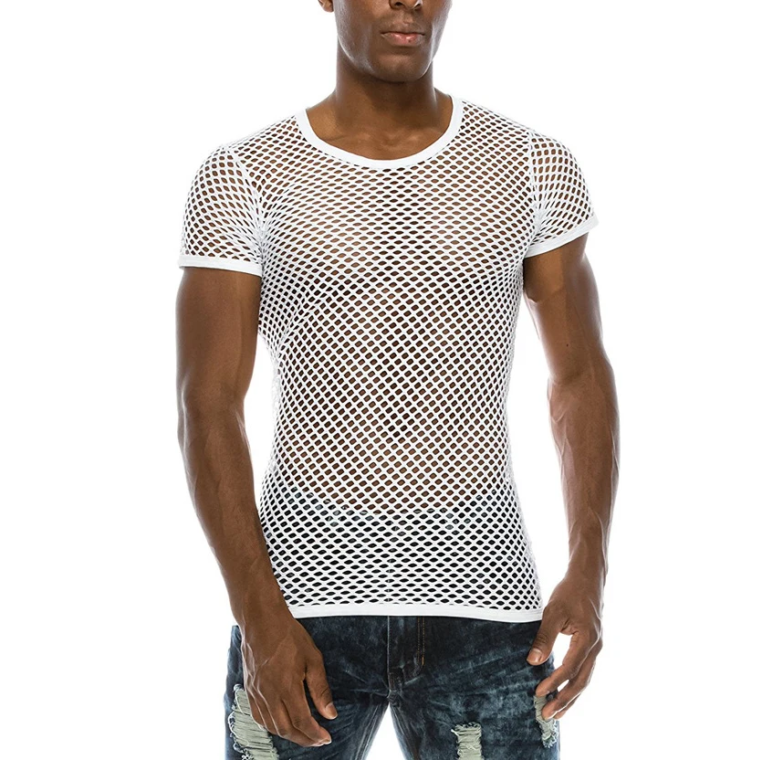white fishnet t shirt