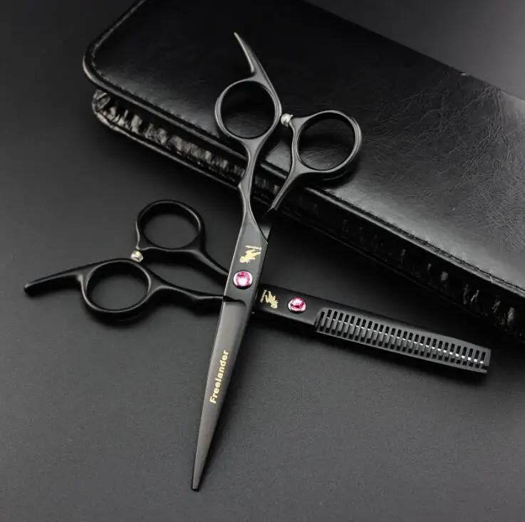 

free shipping Black 6.0 inches paint bangs scissors barber hair professional cutting scissor