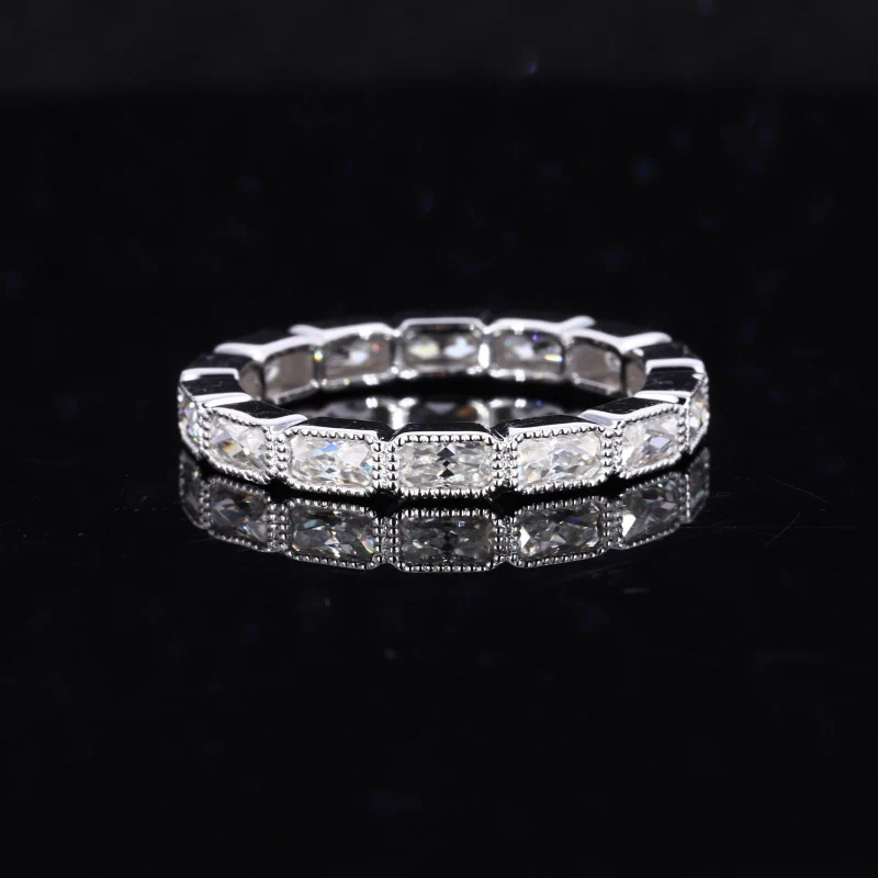 

stargems french cut moissanite ring set white gold moissanite gemstone wedding ring