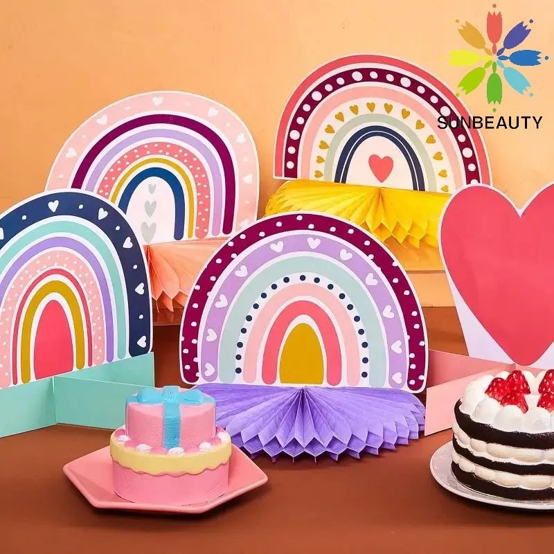 

Sunbeauty Boho paper centerpiece decorations Rainbow Party Decorations Beehive Table Decorations Rainbow