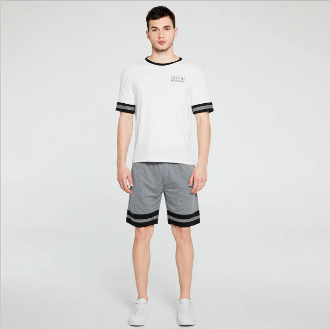 

Hot Sale 100%Cotton Match Custom Man T-shirt and Slim Fit Shorts Eco-friendly Breathable Man Set, Customized