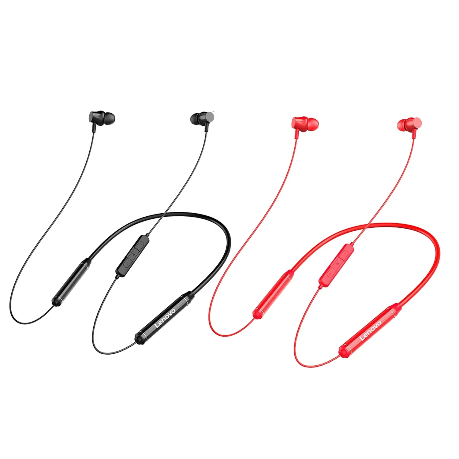 

Original QE07 BT5.0 Handfree Noise Cancelling Magnetic Neckband Waterproof Sport Lenovo Wireless Earphone with Mic, Red black