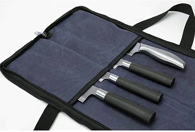 便携式打蜡帆布刀袋,用于厨师刀手提袋,带4个插槽