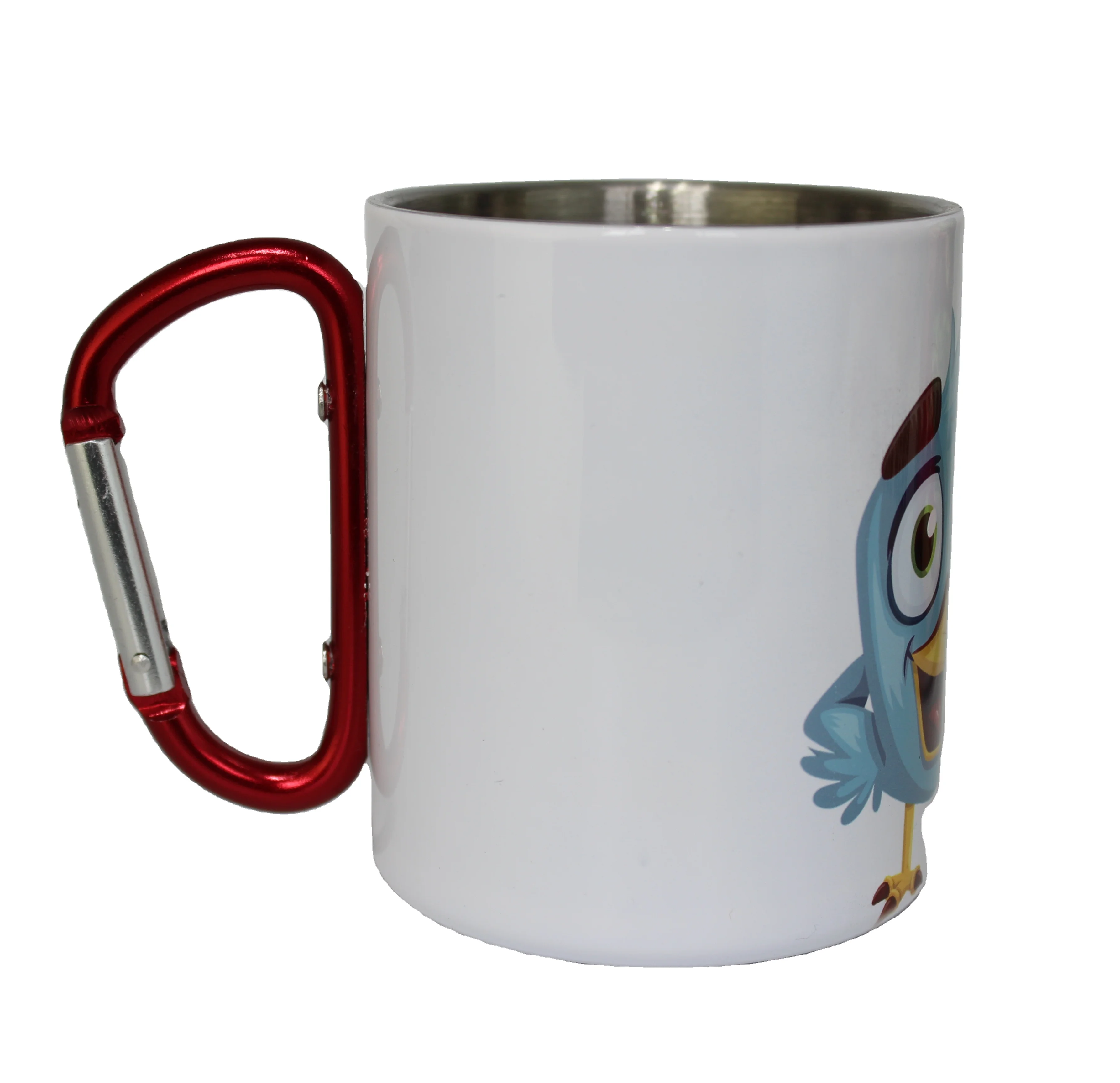 

Custom Logo 300ml Stainless Steel Travel Mugs with Carabiner Handle Double Wall Cups, White