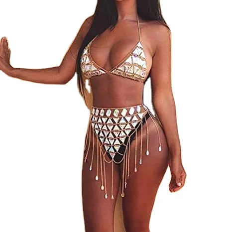 

Hollow Glowing Gemstone Skirt Top Suit Body Chains Lingerie Diamond Body Chain Bikini Body Chain, Customized color