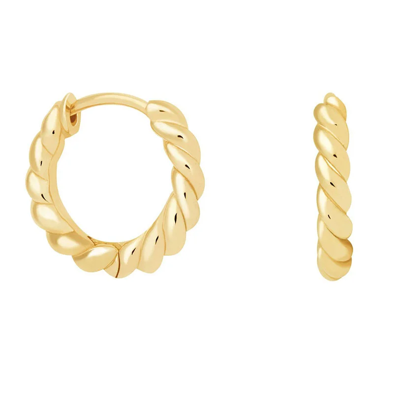 

Gemnel factory 2023 jewelry earring woman gold plated 925 silver chunky twist hoop earring in stock