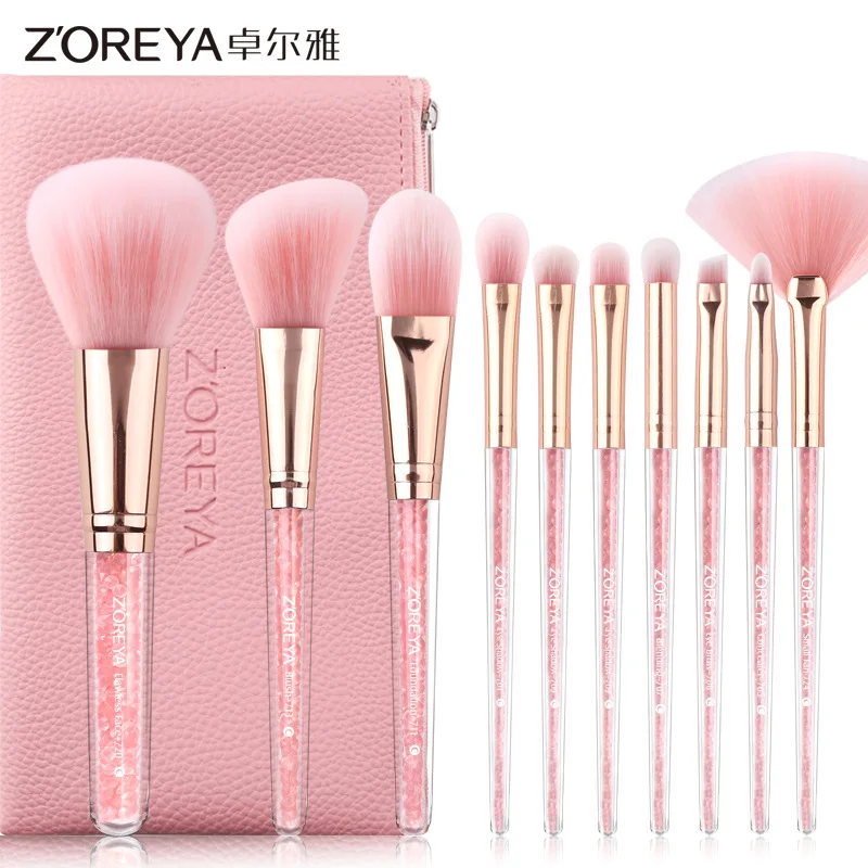 

ZOREYA 2019 10pcs trendy pink makeup set professional make up brushes