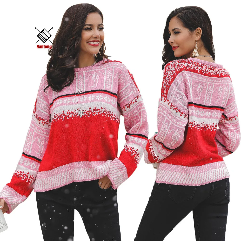 

2020 Winter round neck long-sleeve ugly christmas sweaters for women