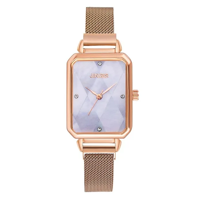 

2022 Luxury Dress Magnet Buckle Rectangular Dial Rhinestone Watch Ladies Quartz Wrist Watch Bracelet Set Reloj Mujer, Multi colors