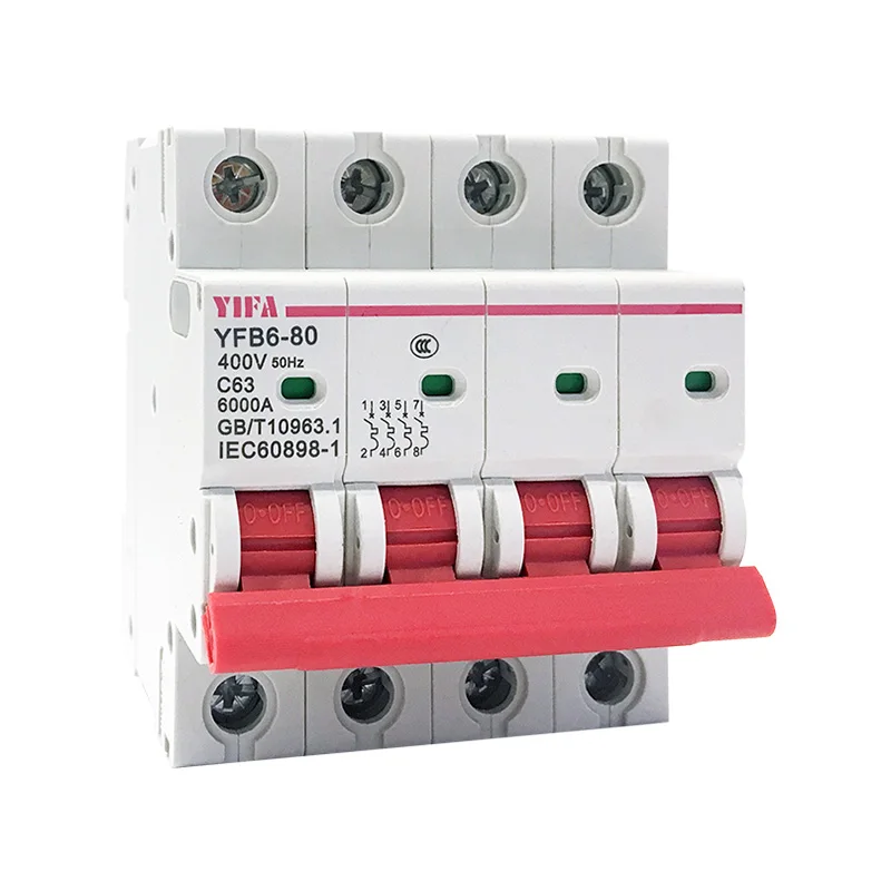 YIFA China Factory YFB6 series 1P 2P 3P 4P 6000A 10000A high breaking capacity miniature smart electronic  circuit breaker MCB