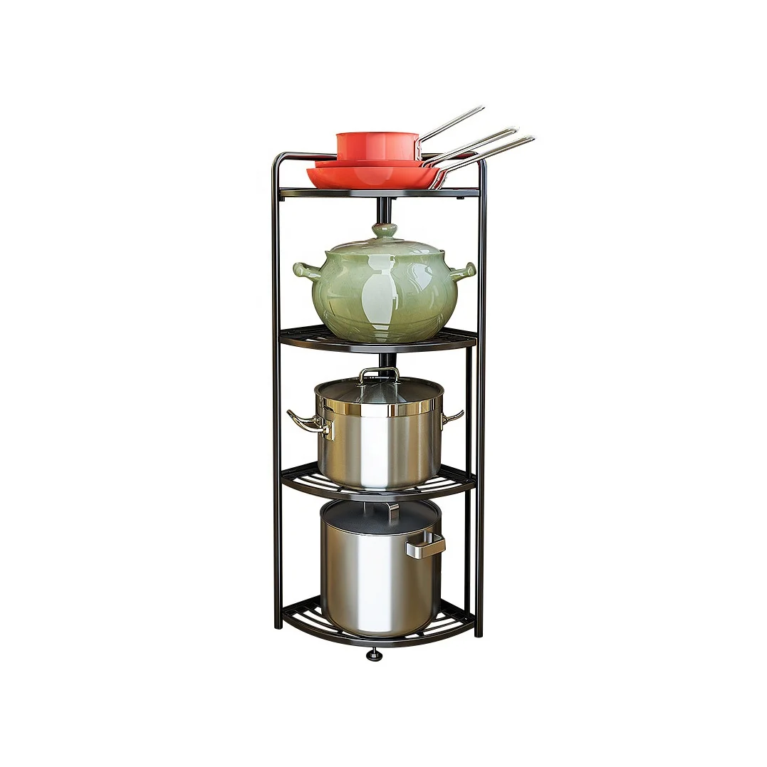 

kitchen rack floor standing 3/4/5 layer pan set shelf rack storage supplies multi function corner rack easy assembly