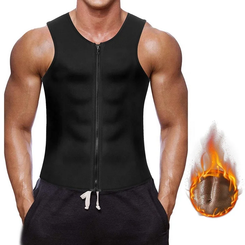 

Custom Elastic Men Slimming Neoprene Vest with Zip Sweat Sauna Body Shaper Vest, Black