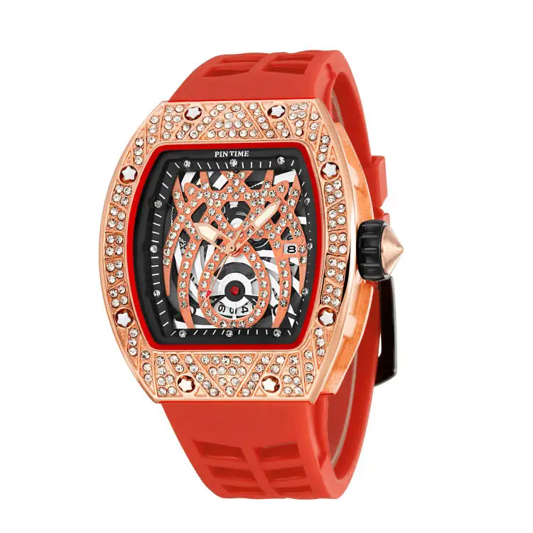

Wholesale Men Fashion Watch Bling Diamond Case Iced Out Watches Luxury Style RM Quartz Movement Watches Custom logo Accepted