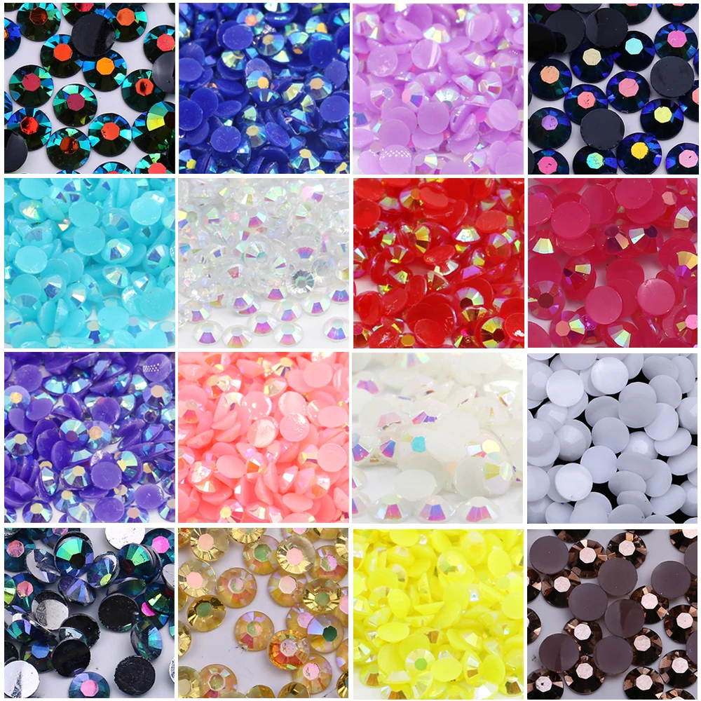 

XULIN Jelly AB 97 Kinds Colors Mixed Sizes Plastic Flatback Rhinestone Foiled Back Resin Stones Wholesale