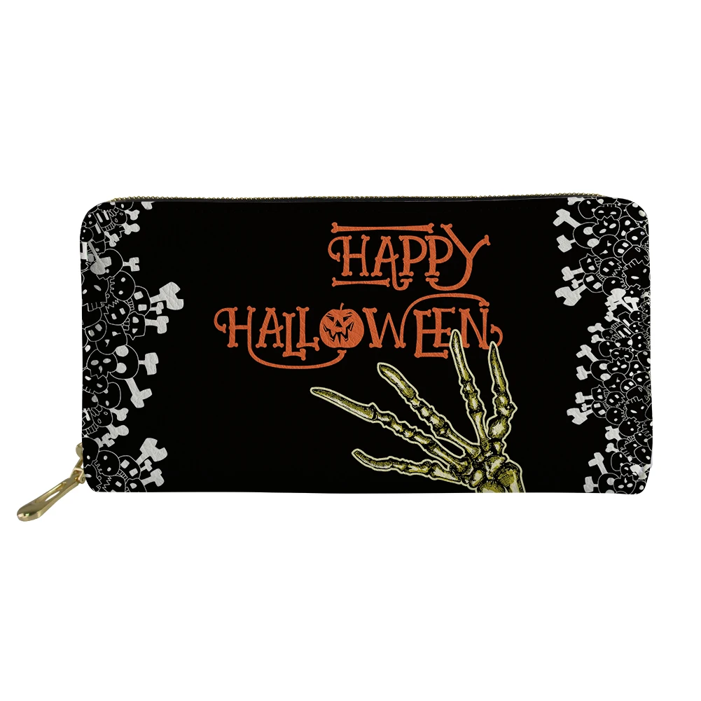 

Wholesale Vintage Zip Around Wallets Credit Card Holder Travel Halloween And Pumpkin Funny Printed Cheap Ladies Wallets Long, Customized color